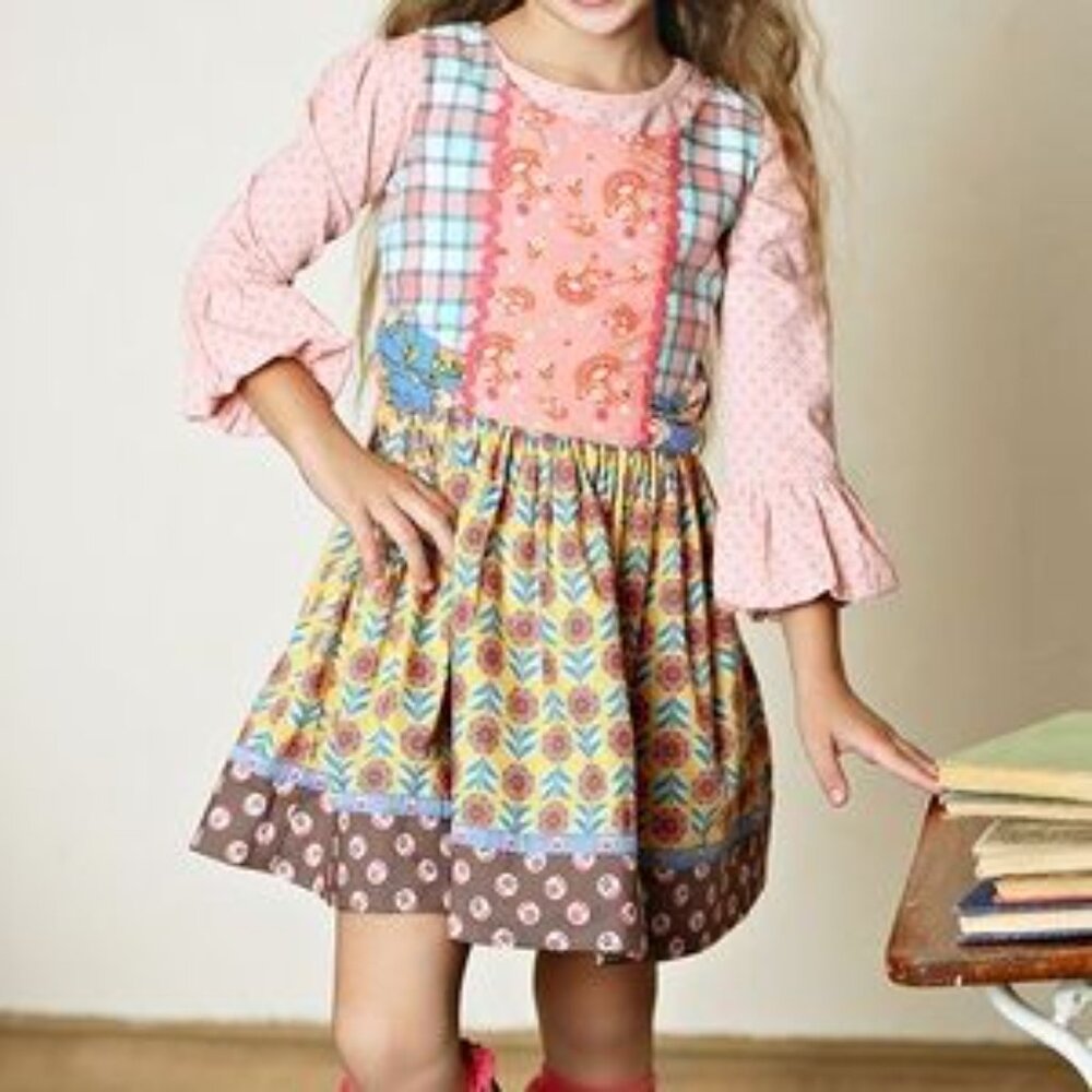 Matilda Jane Bethany Fancy Shasta Dress | Patchwork Floral Plaid | Size 6